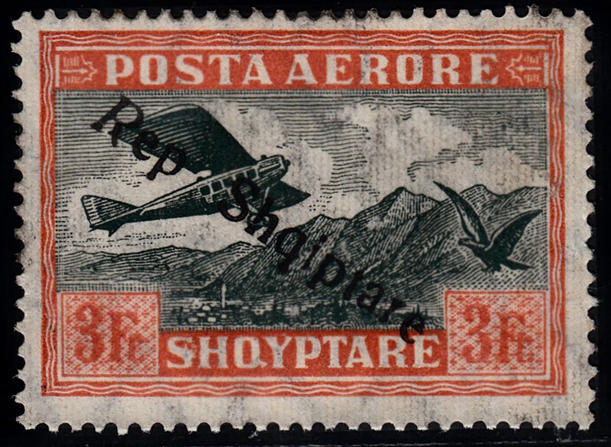 1927 ALBANIA AIRPOST OVERPRINT IN BLACK (YVERT# 14) MH