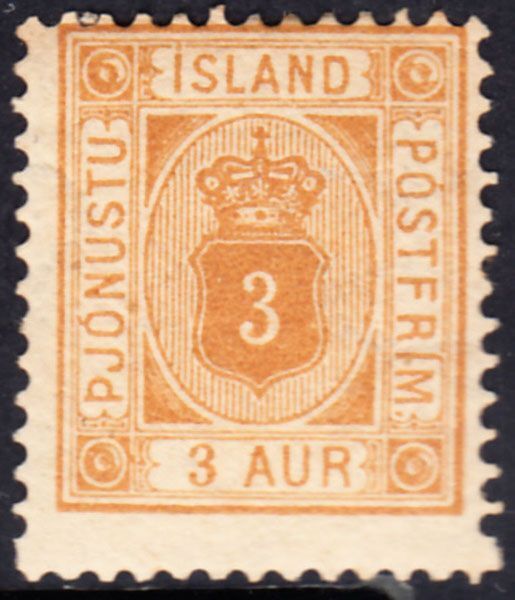 1898-1902 ICELAND OFFICIAL PERF 13 (YVERT# 3B) MH VF