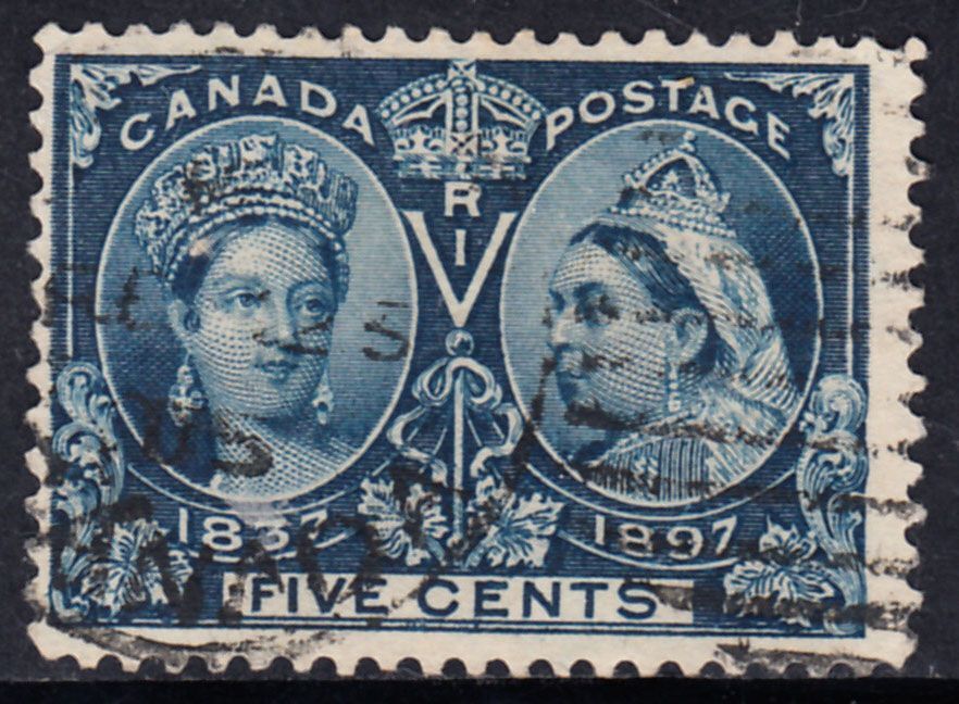 1897 CANADA QV JUBILEE ISSUE 5c DEEP BLUE (SG# 128) USED VF
