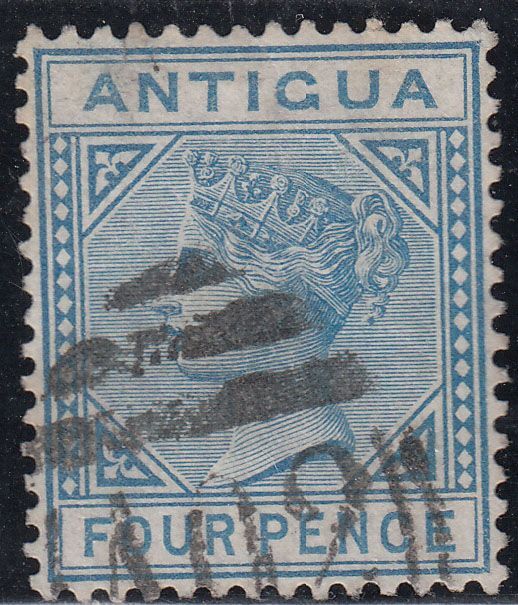 1882 ANTIGUA QV 4d BLUE PERF 14 (SG# 23) USED VF