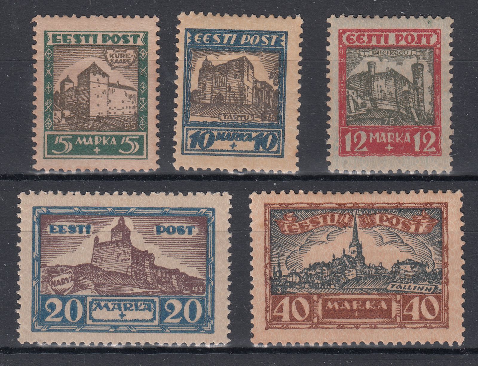 1927 ESTONIA LIBERATION WAR COM. FUND (YVERT# 86-90) MH