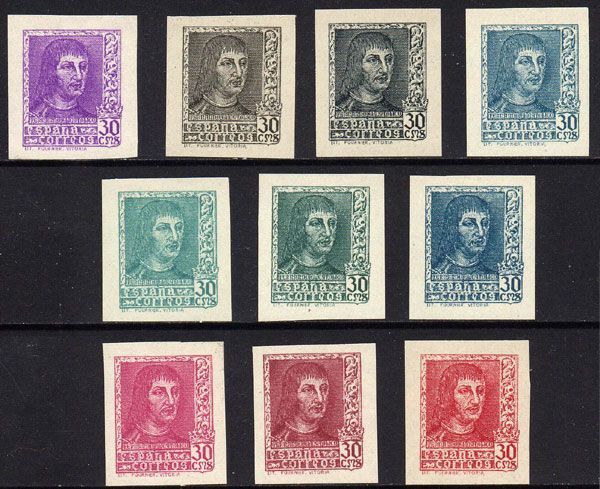 1938 SPAIN FERNANDO CATHOLIC IMPERFS (ED.844Aes/844Aec-844Aecm) MNH VF