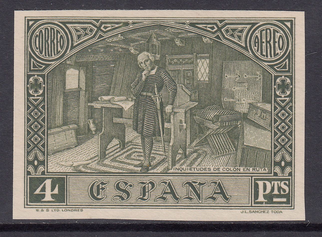 1930 SPAIN CHRISTOPHER COLUMBUS AIR POST IMPERF (ED.557s) MNG VF