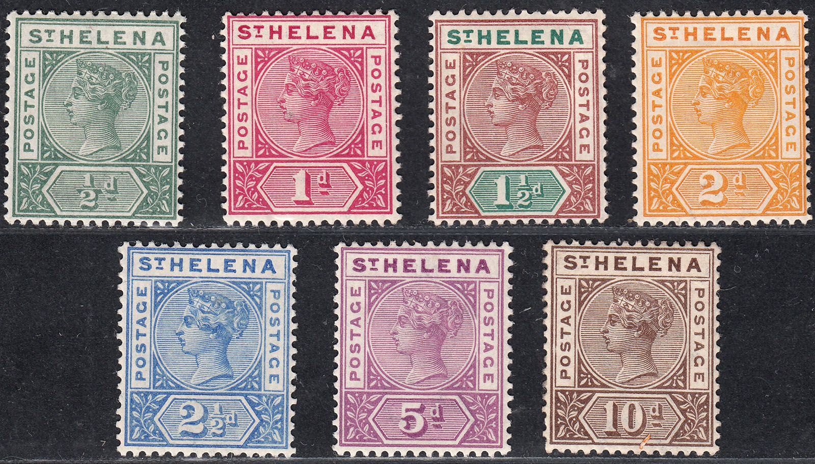 1890-97 ST. HELENA QV COMPLETE SET (SG# 46-52) MH VF