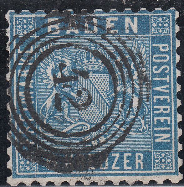 1862 GERMANY BADEN COAT OF ARMS (YVERT# 14) USED VF
