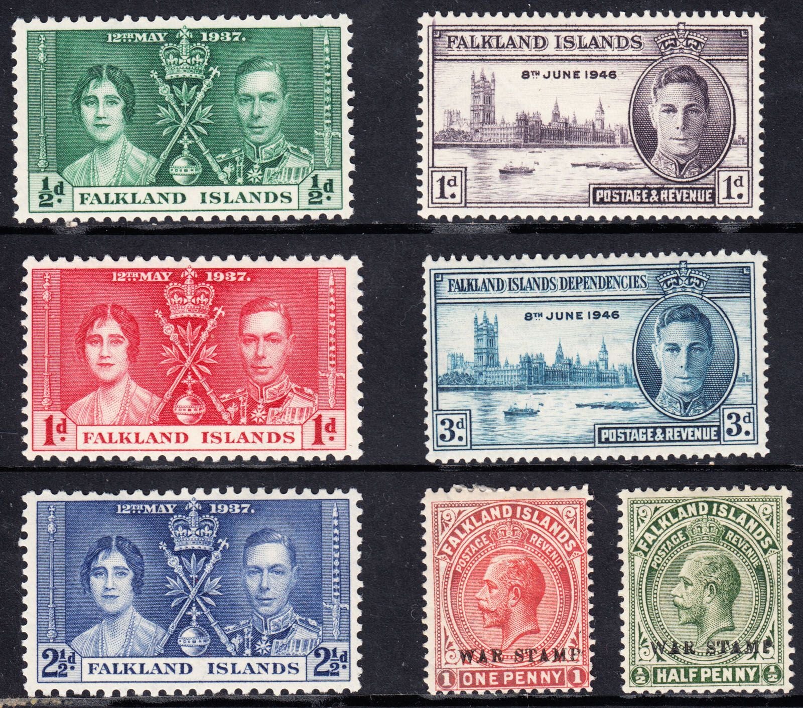 FALKLAND ISLANDS 7 VALUES MH VF