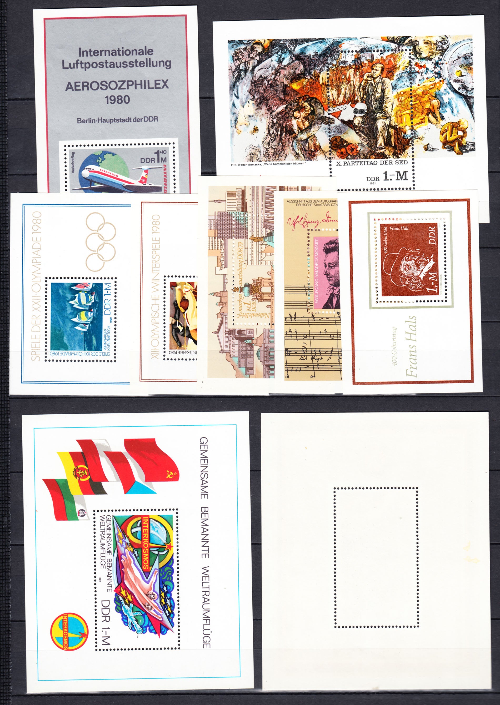 1979-81 DDR GERMANY 9 SOUVENIR SHEETS MNH/MH VF