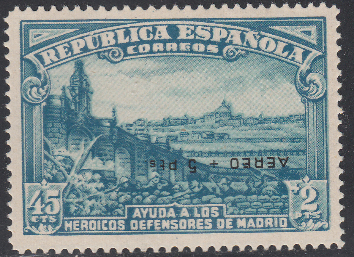 1938 SPAIN DEFENDERS OF MADRID INVERTED SURCHARGE (ED.759hi) MNH VF