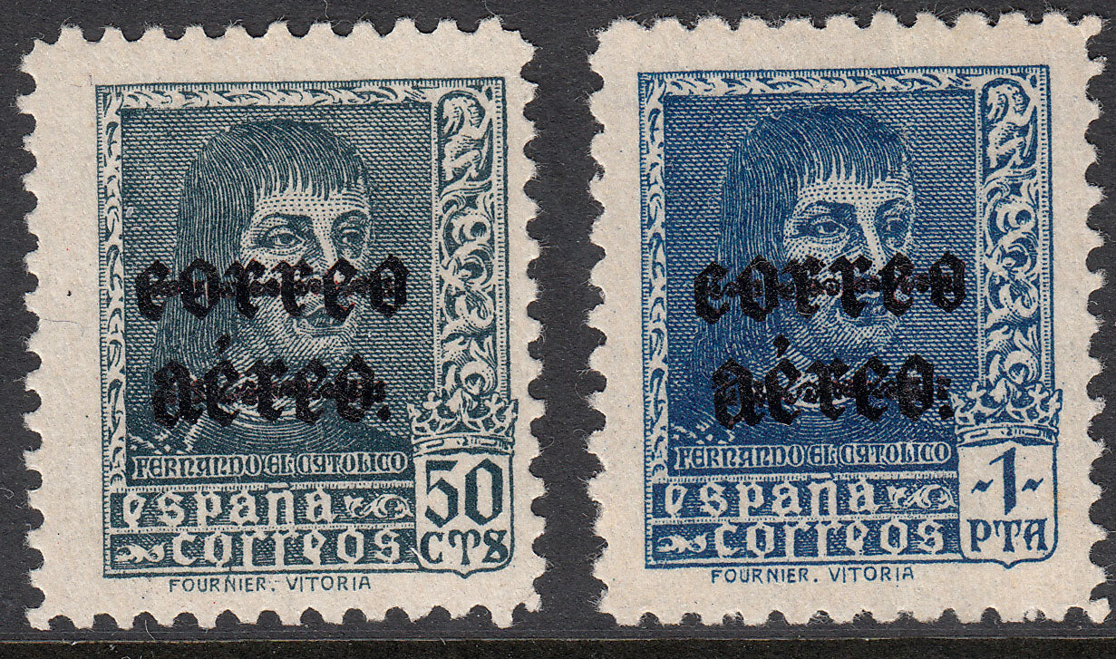 1938 SPAIN FERNANDO CATHOLIC VARIETY (ED.845hcc-846hcc) MNH VF