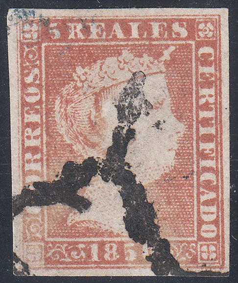 1850 SPAIN ISABEL II (EDIFIL 3) BLACK SPIDER CANCEL VF