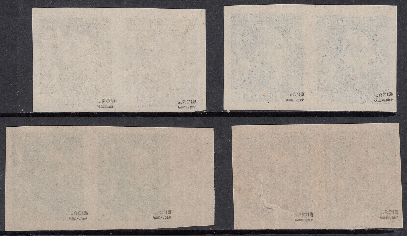 1940 SPANISH GUINEA GENERAL FRANCO IMPERF PAIRS (ED.260s-263s) MNH VF